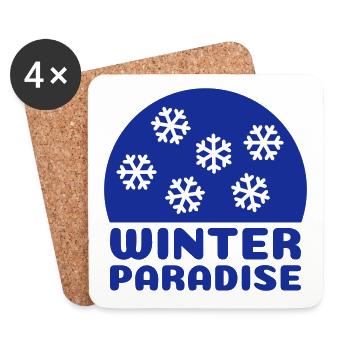 Paradis d’hiver (voûtes célestes, flocons de neige) - Dessous de verre (lot de 4) - blanc - Devant