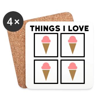 Things I love (icecream) - Coasters (set of 4) - white - Front