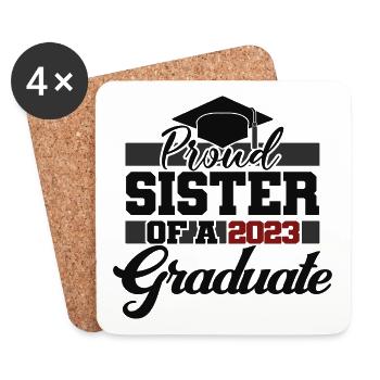 Fière sœur d’un cadeau de fin d’études supérieures en 2023 - Dessous de verre (lot de 4) - blanc - Devant