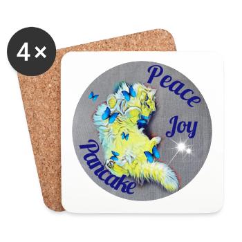 Peace Joy Pancake Kuschelkatze - Untersetzer (4er-Set) - Weiß - Vorne