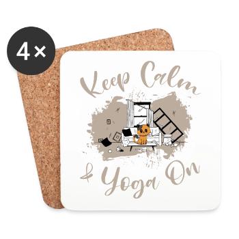 Restez calme et faites du yoga - Humour - Dessous de verre (lot de 4) - blanc - Devant