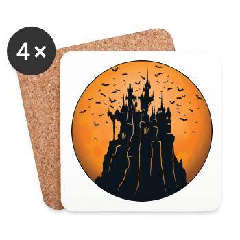 Creepy Castle & Spooky Moon Halloween Costume Gift - Coasters (set of 4) - white - Front