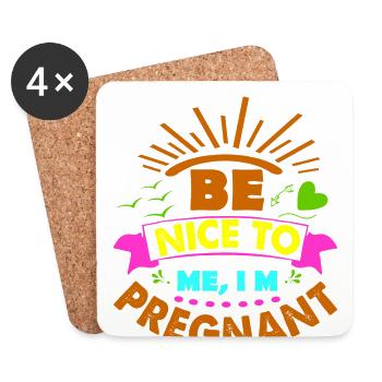 Mother Pregnant Baby Infant T-shirt Mom - Coasters (set of 4) - white - Front