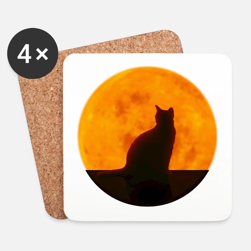 Cat - Coasters (set of 4) - white