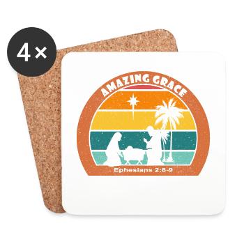 Christmas Nativity with Jesus - Grace - Coasters (set of 4) - white - Front
