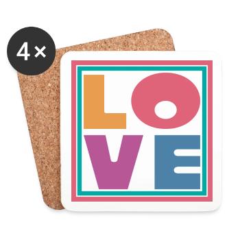 Coole bunte Liebe Quadrat Geschenk Männer Frauen & Kinder - Untersetzer (4er-Set) - Weiß - Vorne