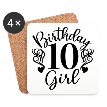 10. Geburtstag Kinder Ihr Geburtstagskind 10 Jahre alt - Untersetzer (4er-Set) - Weiß - Vorne