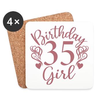 35e anniversaire femmes son anniversaire fille 35 ans - Dessous de verre (lot de 4) - blanc - Devant