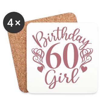 60th Birthday Women Her Birthday Girl 60 Years Old - Coasters (set of 4) - white - Front