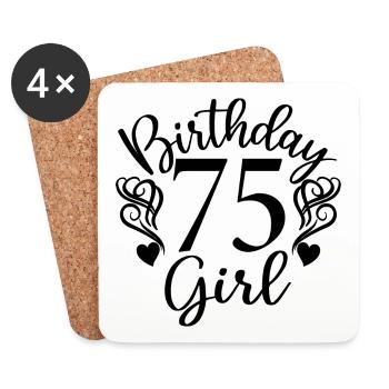 75e anniversaire Femmes Son anniversaire Fille 75 ans - Dessous de verre (lot de 4) - blanc - Devant