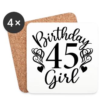 45. Geburtstag Frauen Ihr Geburtstagskind 45 Jahre alt - Untersetzer (4er-Set) - Weiß - Vorne