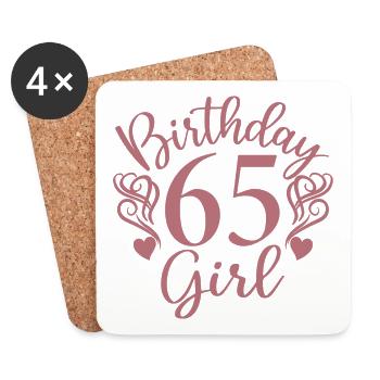 65th Birthday Women Her Birthday Girl 65 Years Old - Coasters (set of 4) - white - Front