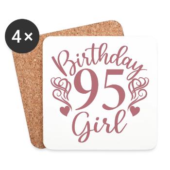 95th Birthday Women Her Birthday Girl 95 Years Old - Coasters (set of 4) - white - Front