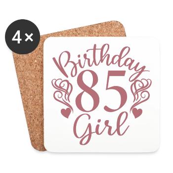 85th Birthday Women Her Birthday Girl 85 Years Old - Coasters (set of 4) - white - Front