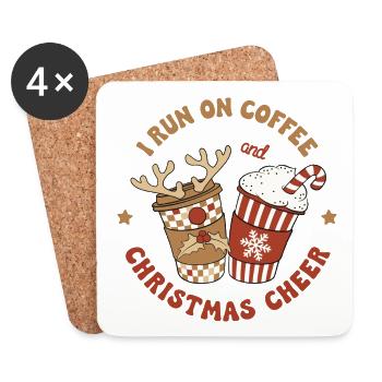 Coffee Christmas Saying Coffee Christmas Cheer - Coasters (set of 4) - white - Front