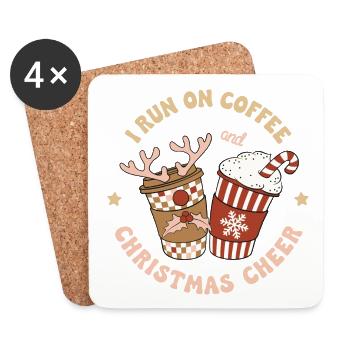 Coffee Christmas Saying Coffee Christmas Cheer - Coasters (set of 4) - white - Front