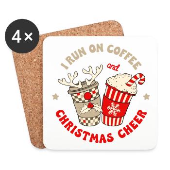 Christmas Coffee Saying Coffee Christmas Cheer - Coasters (set of 4) - white - Front