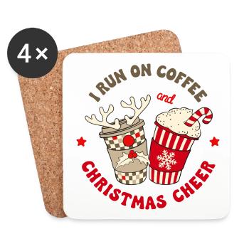Coffee Christmas Saying Coffee Christmas Cheer - Coasters (set of 4) - white - Front