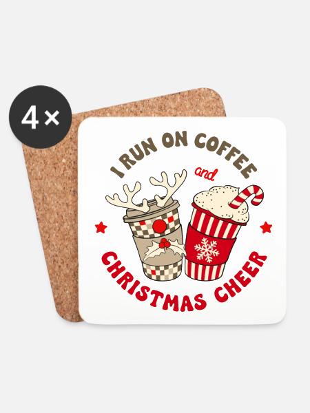 Kaffee Weihnachten Spruch Coffee Christmas Cheer - Untersetzer (4er-Set) - Weiß
