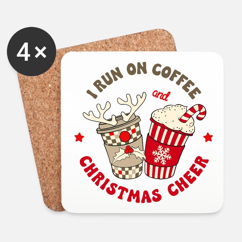Kaffee Weihnachten Spruch Coffee Christmas Cheer - Untersetzer (4er-Set) - Weiß