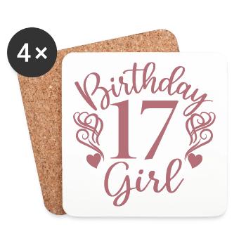 17th Birthday Girl, 17 Years Old Gift For Teens - Coasters (set of 4) - white - Front