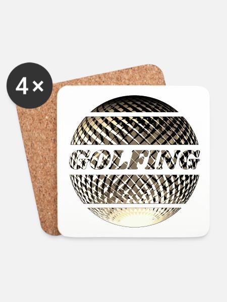 Golfing Ball gold - Untersetzer (4er-Set) - Weiß