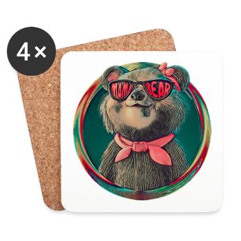 Maman Ours Mère Femme Cadeau Parents - Dessous de verre (lot de 4) - blanc - Devant