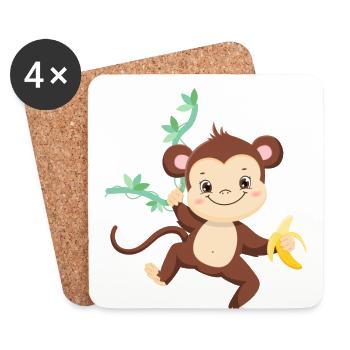 Monkey Family Mama Baby T-Shirt - Coasters (set of 4) - white - Front