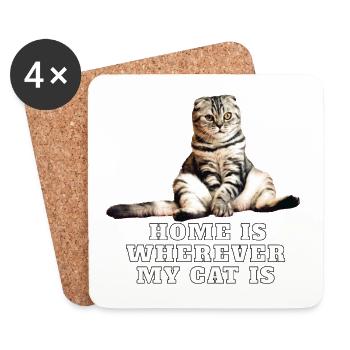 Katze – Mein Zuhause ist dort, wo meine Katze ist. - Untersetzer (4er-Set) - Weiß - Vorne