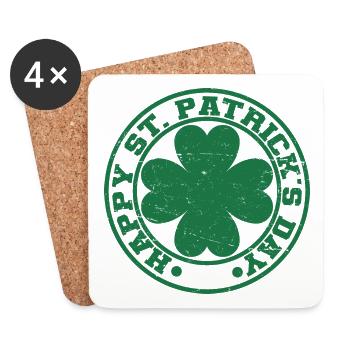 Cadeau de la Saint-Patrick Trèfle Hommes, Femmes, Enfants - Dessous de verre (lot de 4) - blanc - Devant