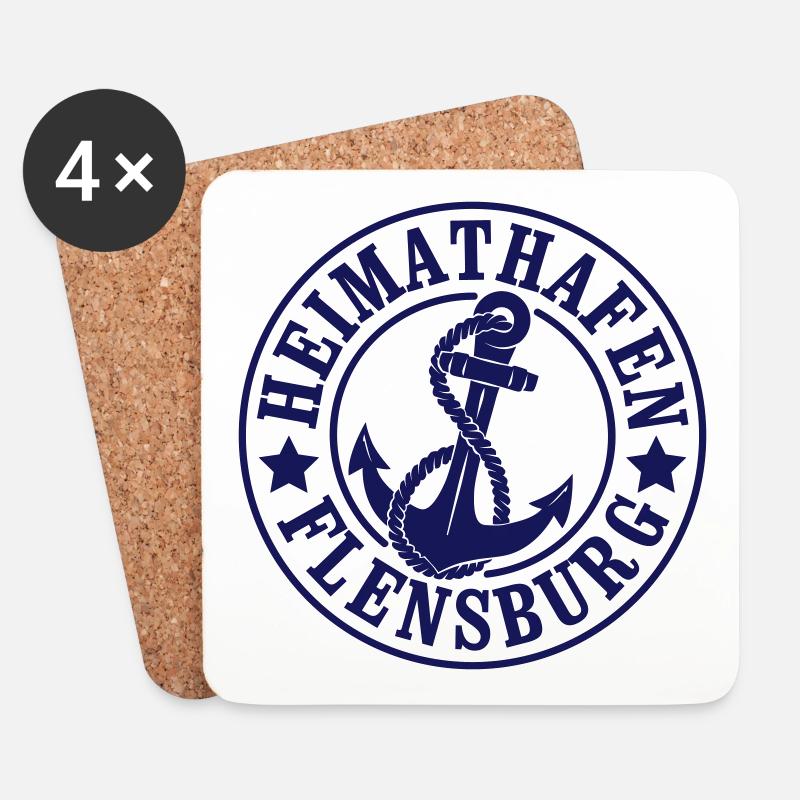 Heimathafen Flensburg - Untersetzer (4er-Set) - Weiß