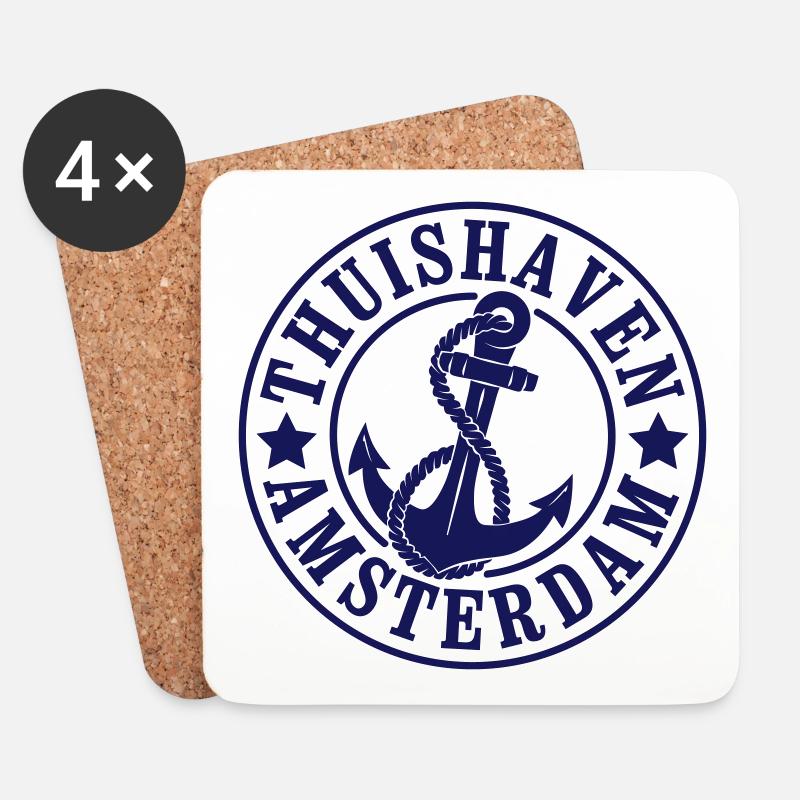 Heimathafen Amsterdam - Untersetzer (4er-Set) - Weiß