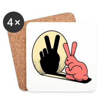 LAPIN PAISIBLE - Dessous de verre (lot de 4) - blanc - Devant
