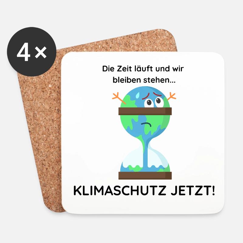 Klimaschutz Jetzt! - Untersetzer (4er-Set) - Weiß