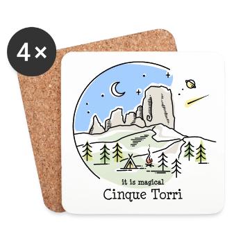 5 Cinque Torri Cinq Tours Montagnes Dolomites Italie - Dessous de verre (lot de 4) - blanc - Devant