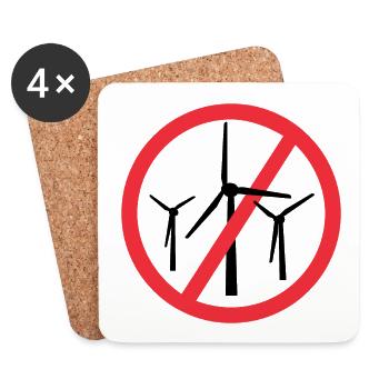 Stopp Windräder, Nein zu Windparks - Untersetzer (4er-Set) - Weiß - Vorne