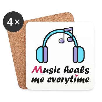 Music heals me everytime - Coasters (set of 4) - white - Front