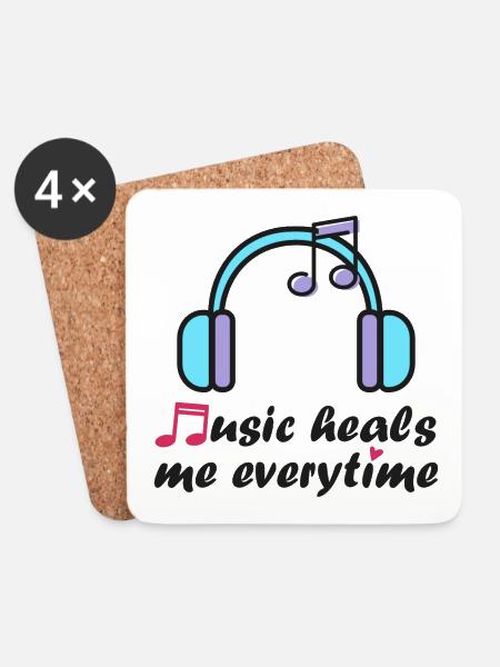 Musik heilt mich jedes Mal - Untersetzer (4er-Set) - Weiß