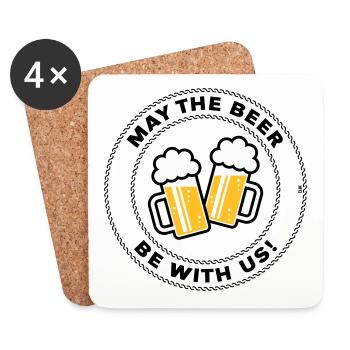Que la bière soit avec nous! (Dicton / 3C / POS) - Dessous de verre (lot de 4) - blanc - Devant