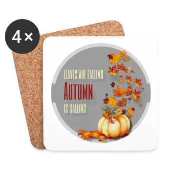 Leaves are falling, Autumn is calling - Untersetzer (4er-Set) - Weiß - Vorne