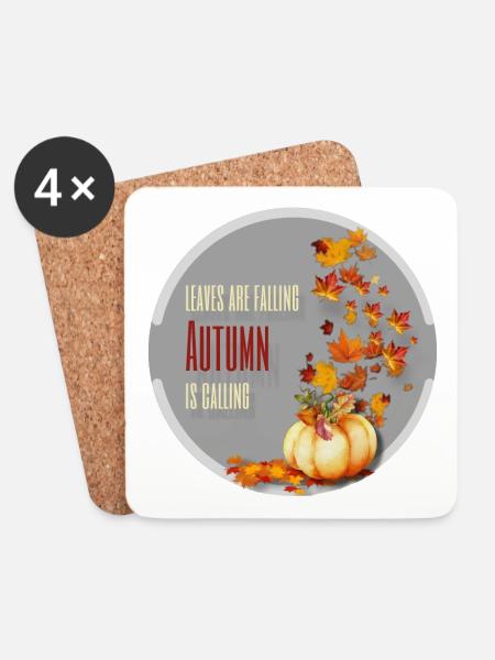 Leaves are falling, Autumn is calling - Untersetzer (4er-Set) - Weiß