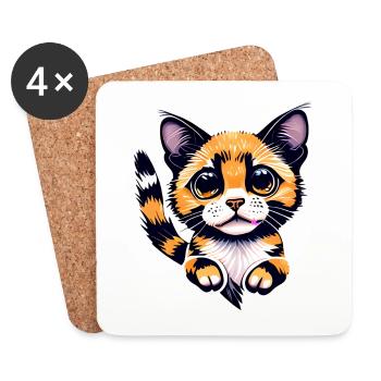 A beautiful orange cat, with its bright coat, - Coasters (set of 4) - white - Front