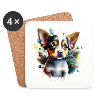 chihuahua avec une personnalité vive et énergique - Dessous de verre (lot de 4) - blanc - Devant