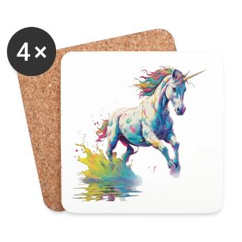 Einhorn in Farbpalette - Untersetzer (4er-Set) - Weiß - Vorne