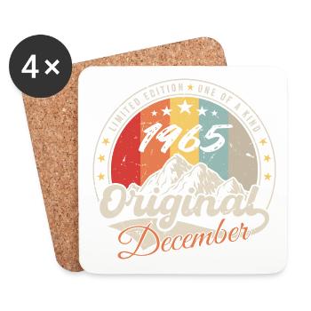 Vintage Cadeau D'anniversaire - Décembre 1965 - Dessous de verre (lot de 4) - blanc - Devant
