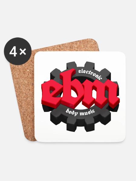 EBM Electronic Body Music mit Zahnrad rot - Untersetzer (4er-Set) - Weiß