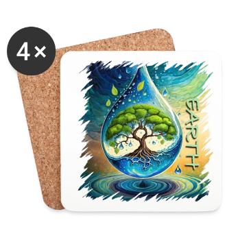Tree of Life, Earth, Peace, Tree of Life - Coasters (set of 4) - white - Front