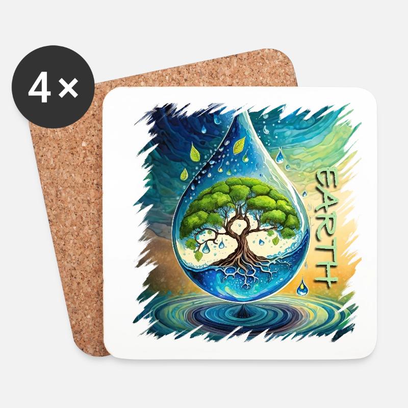 Baum des Lebens Erde Frieden Lebensbaum - Untersetzer (4er-Set) - Weiß