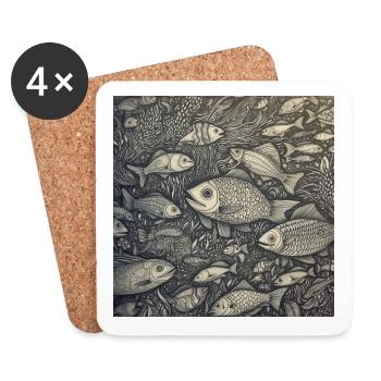 Laughing Fish - Coasters (set of 4) - white - Front