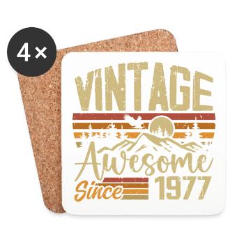 Vintage 1977 Rétro Cadeau D’anniversaire 1977 - Dessous de verre (lot de 4) - blanc - Devant